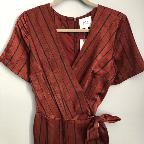 Anthropologie J.O.A. Burgundy Striped Jumpsuit - Picture 10 of 11